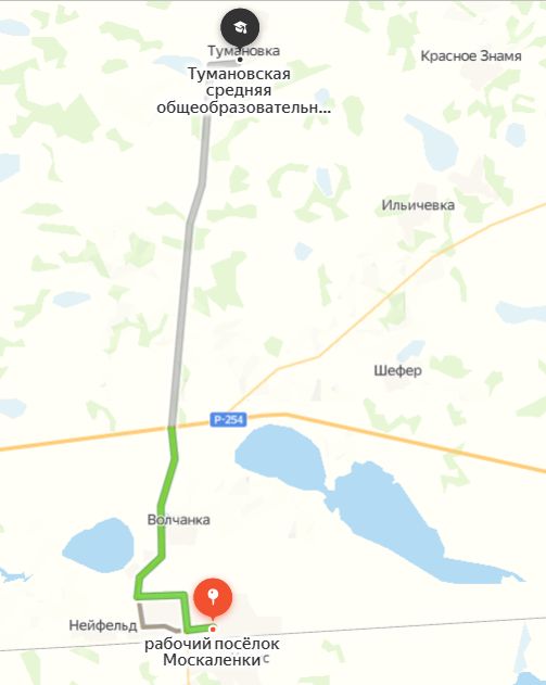 Схема проезда от р.п. Москаленки